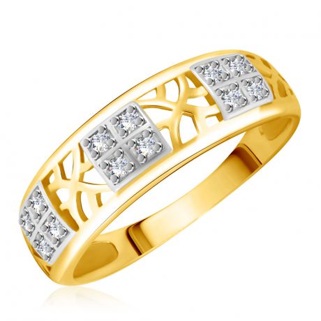 Кольцо из желтого золота с фианитами 25611414