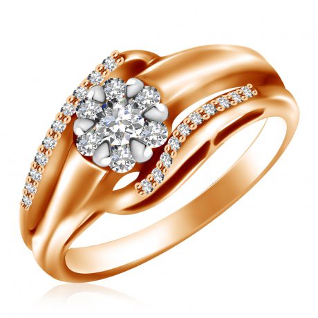 Кольцо с бриллиантами из красного золота RD0002231205