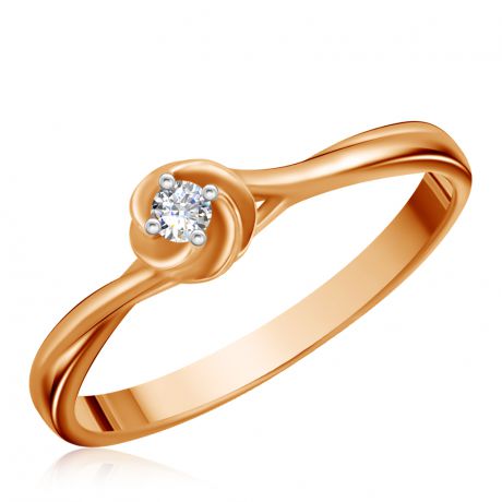 Кольцо из красного золота с бриллиантом 1011368