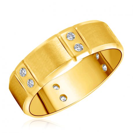 Обручальное кольцо с бриллиантами из желтого золота 55029618