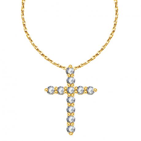Крест с бриллиантами из желтого золота 54319098