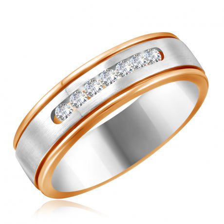 Обручальное кольцо из красного золота с бриллиантами 1011110277