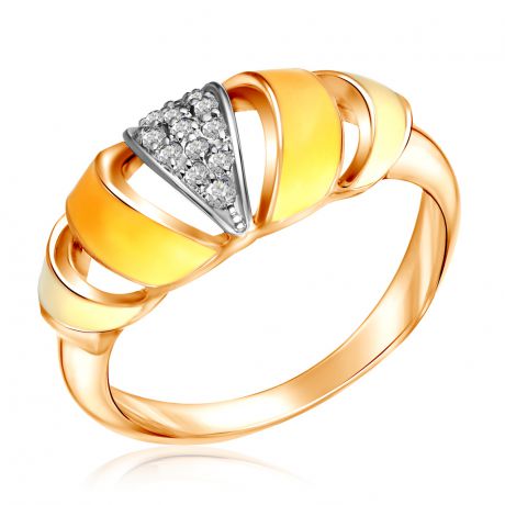 Кольцо из красного золота с фианитами и эмалью Круассан Д0268-8-010004