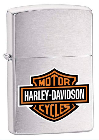 Зажигалка ZIPPO Harley-Davidson®, с покрытием Brushed Chrome, латунь/сталь, серебристая с рисунком, 36x12x56 мм