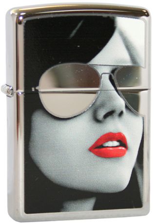 Зажигалка ZIPPO Sunglasses High Polish Chrome, латунь с ник.-хром. покрыт., серебр., глянц., 36х56х12 мм