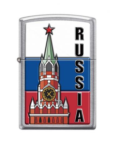 Зажигалка ZIPPO Московский кремль, латунь/сталь с покрытием Street Chrome™, серебристая, 36x12x56 мм