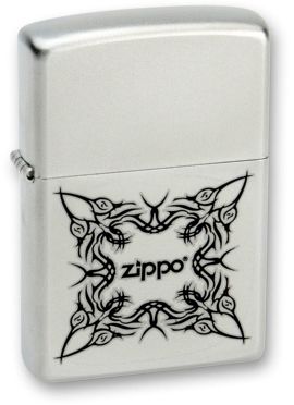 Зажигалка ZIPPO Tattoo Design Satin Chrome, латунь с ник.-хром. покрыт., серебр., матовая, 36х56х12мм