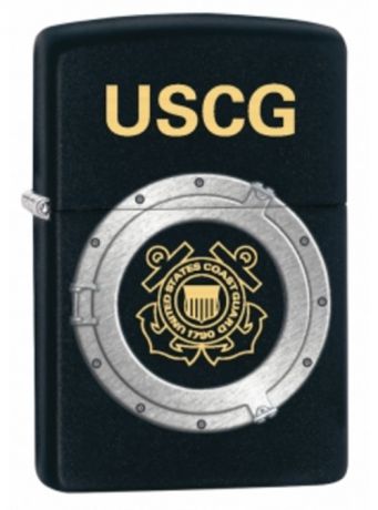 Зажигалка ZIPPO USCG, латунь с покрытием Black Matte, черный, матовая, 36х12x56 мм