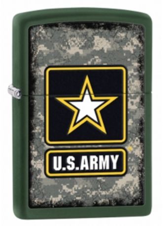 Зажигалка ZIPPO US Army, латунь с покрытием Green Matte, зеленая, матовая, 36х12x56 мм