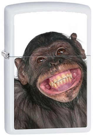 Зажигалка ZIPPO Monkey, латунь с покрытием White Matt, белая, матовая, 36х12x56 мм