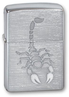 Зажигалка ZIPPO Scorpion Brushed Chrome, латунь с никеле-хром.покрыт., серебр., матов., 36х56х12 мм