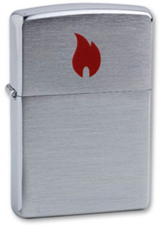 Зажигалка ZIPPO Red Flame Brushed Chrome, латунь с никеле-хром.покрыт., серебр., матов., 36х56х12 мм