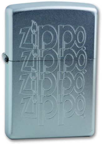 Зажигалка ZIPPO Zippo Logo Satin Chrome, латунь с ник.-хром. покрыт., серебр., матовая, 36х56х12 мм