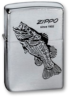 Зажигалка ZIPPO Black Bass Brushed Chrome, латунь с никеле-хром. покрыт., серебр., матов., 36х56х12мм