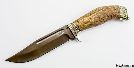 Нож "Сайга булат, художественное литье, стабилизированная КБ