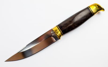 Нож Финский 110Х18 кованая, латунь, черный граб