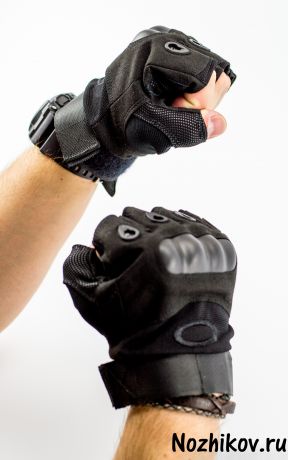 Тактические перчатки без пальцев, черные размер L