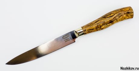 Нож кухонный Универсал-1 Х12МФ, карельская береза, мельхиор