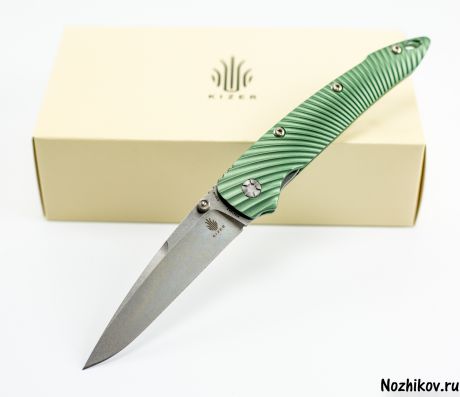 Складной нож Kizer Sliver, порошковая сталь CPM-S35VN, рукоять алюминий, зеленый