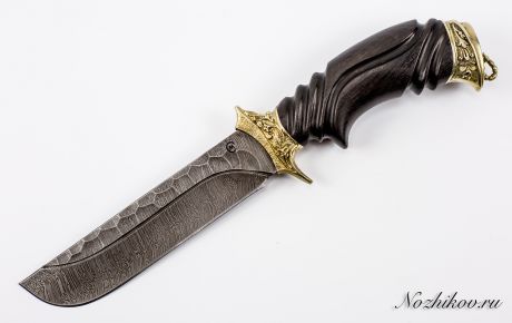 Нож Варяг с резной рукоятью из венге, дамасская сталь