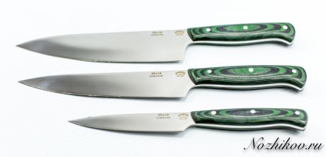 Набор ножей для кухни, сталь 95х18 ручка микарта