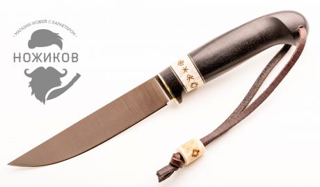 Нож Лиман-2, сталь N-690, граб, рог оленя, пирография