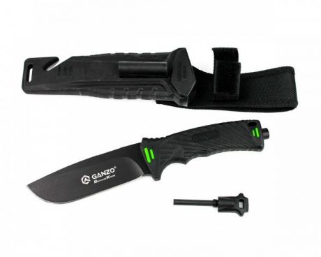 Нож для выживания с огнивом и точилкой Ganzo G8012, черный