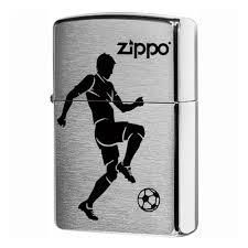 Зажигалка ZIPPO 200 Soccer Player с покрытием Brushed Chrome, латунь/сталь, серебристая, 36x12x56 мм