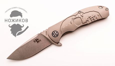 Складной нож CH3504 Limited Edition , сталь S35VN, Серый Череп
