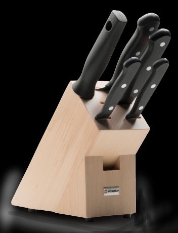 Набор кухонных ножей 4 шт., мусат на деревянной подставке 9867, серия Gourmet