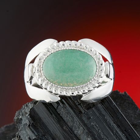 Кольцо авантюрин зеленый (серебро 925 пр.) размер 21,5