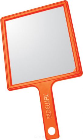 Зеркало переносное, пластик, оранжевое с ручкой, 21,5 х 23,5 см