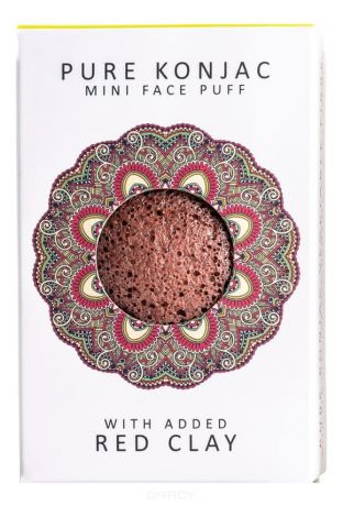 Мини-спонж для умывания лица с красной глиной для зрелой кожи Pure Mini Face Puff with Red French Clay