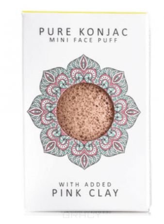 Мини-спонж для умывания лица с розовой глиной для чувствительной кожи Pure Mini Face Puff with Pink French Clay