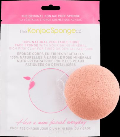 Спонж для умывания лица с розовой глиной Facial Puff Sponge Pink Clay