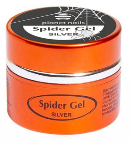 Planet Nails, Гель-паутинка Spider Gel, 5 гр (4 цвета), 5 гр, серебро
