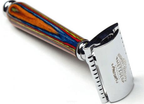 Безопасная бритва с двойным лезвием и деревянным разноцветным основанием (Corolwood) DB-14533
