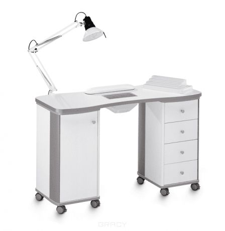 Маникюрный стол с двумя тумбами Table Manicure Double Vented (белый)