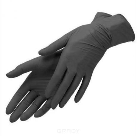 Перчатки нитриловые, черные, 100шт/уп