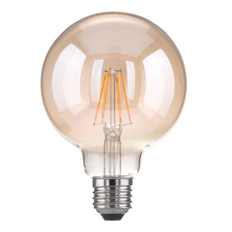 Лампа светодиодная филаментная E27 6W 3300K прозрачная 4690389100987