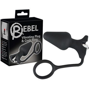 Orion Rebel Vibrating Plug & Cock Ring, черная Анальная втулка с кольцом для пениса