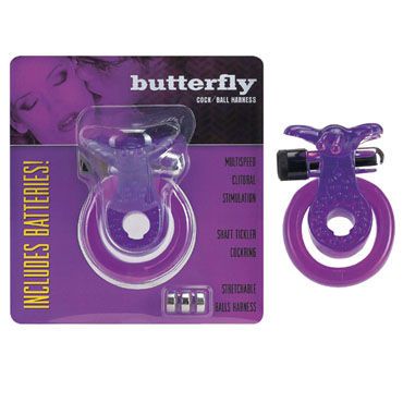 Gopaldas Butterfly Cock Ring фиолетовый Эрекционное кольцо с вибрацией