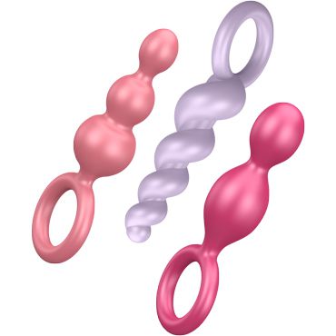 Satisfyer Plugs, красный/розовый/пурпурный Набор из 3 анальных стимуляторов