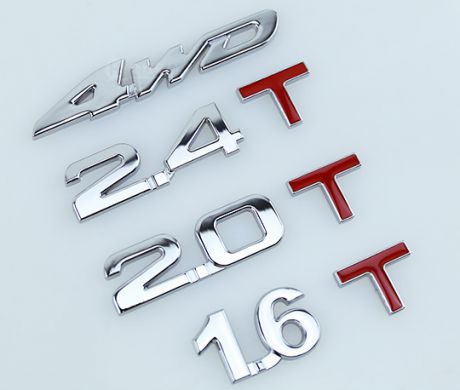 Значки "4wd", "2.4T", "2.0T", "1.6T" (хром) CHN для Kia Sportage III 2010-2015