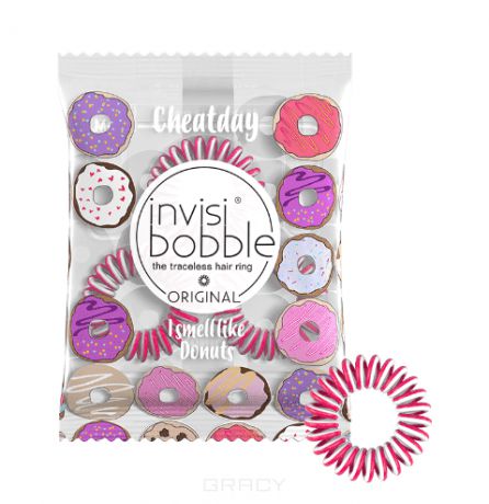 Invisibobble, Резинка для волос ароматизированная ORIGINAL Cheat Day Donut Dream бело-розовый, 3 шт