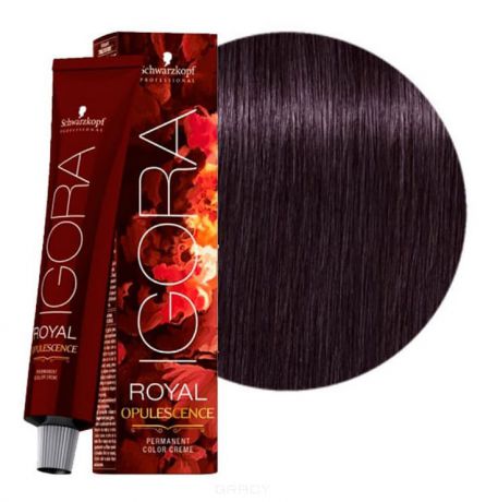 Schwarzkopf Professional, Игора Роял Краска для волос Igora Royal Шварцкопф (палитра 97 цветов), 60 мл Opulescence 3-19 Тёмный коричневый сандрэ фиолетовый