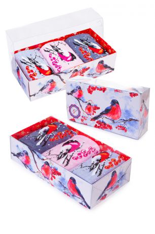 Носки женские "Снегири" (упаковка 3 пары) (23-25)