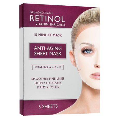 Retinol Антивозрастные тканевые маски с коллагеном и витаминами В и E