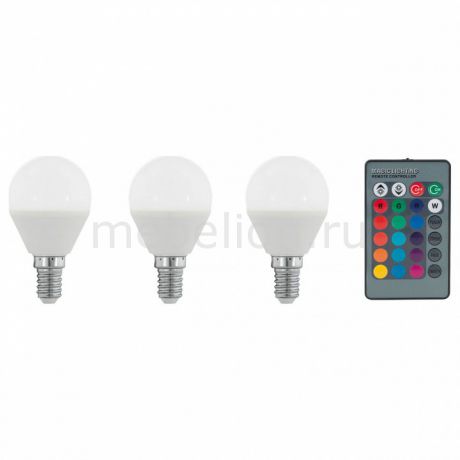 Комплект из 3 ламп светодиодных диммируемых с пультом ДУ Eglo P45-RGBW E14 45Вт 3000K 10683