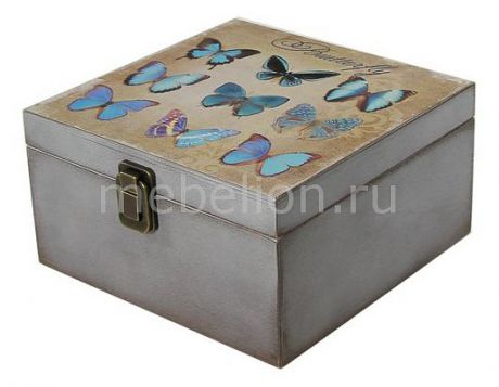 Шкатулка декоративная Акита (24х24х13 см) Бабочки 1012-9